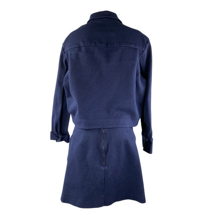 COS Womens Navy Blue Twill Long Sleeve Crop Jacket Mini Skirt 2 Piece Set Size M