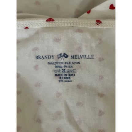 Brandy Melville Women's White Red Hearts Love Lace Trim Cami Camisole Tank Top L