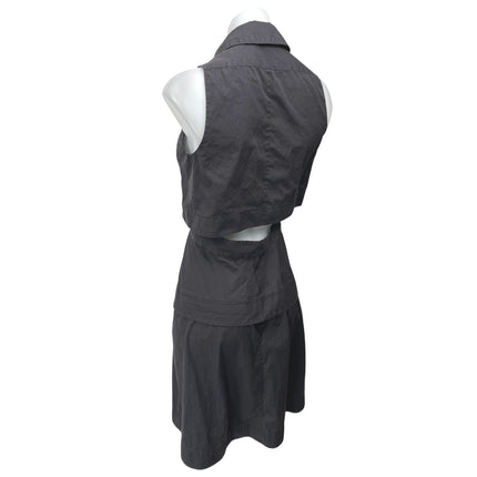 Proenza Schouler Black Sleeveless Cutout Button Down Midi A-Line Shirt Dress 2
