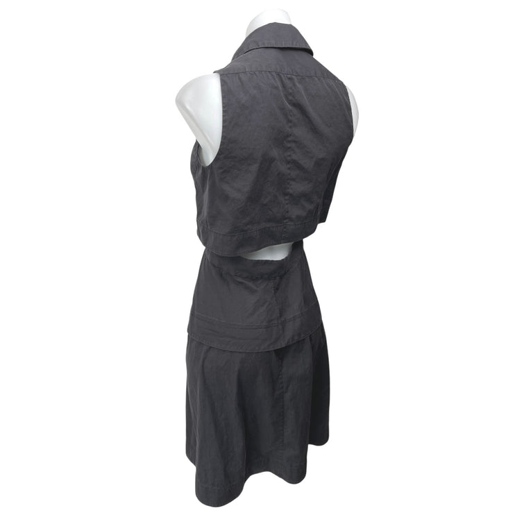Proenza Schouler Black Sleeveless Cutout Button Down Midi A-Line Shirt Dress 2