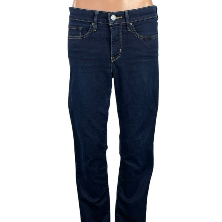 Levi's 314 Women's Dark Blue Mid Rise Shaping Slim Straight Denim Jeans Pants 27