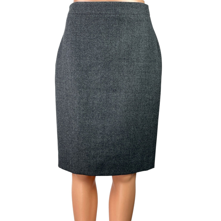 J.Crew No. 2 Dark Gray 100% Wool High Waisted Career Mini Pencil Skirt Size 2