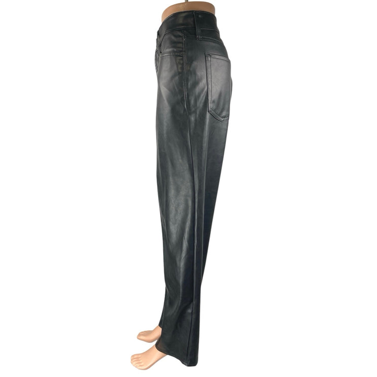Old Navy OG Loose Women's Black Faux Leather High Rise Straight Trousers Pants 8