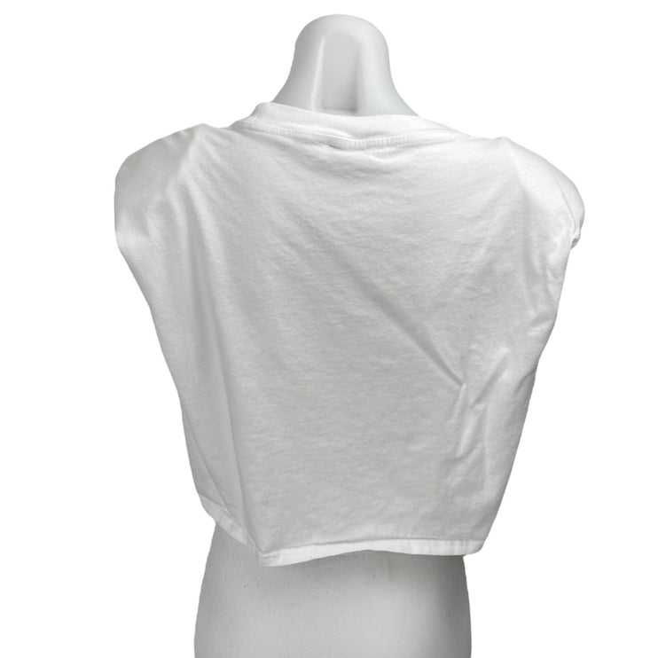 Aritzia Babaton Womens White Sleeveless Crewneck Casual Crop Tee Tank Top Size S