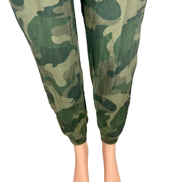 Hollister Green Camouflage Ultra High Rise Drawstring Jogger Trouser Pants Sz XS