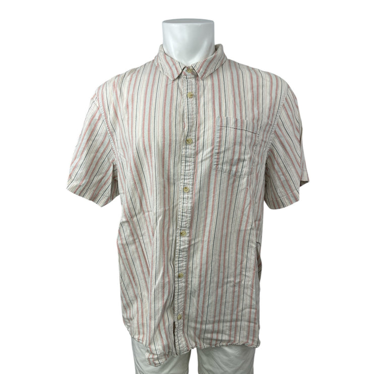 Marine Layer Men's White Pink Striped Short Sleeve Button Down Shirt Top Sz XXL