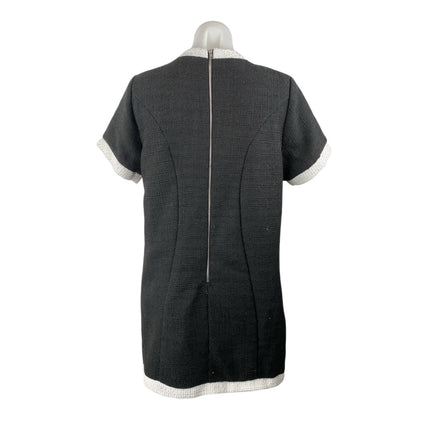 Aqua Black White Tweed Short Sleeve Crew Neck Zip T Shirt Mini Shift Dress Sz M