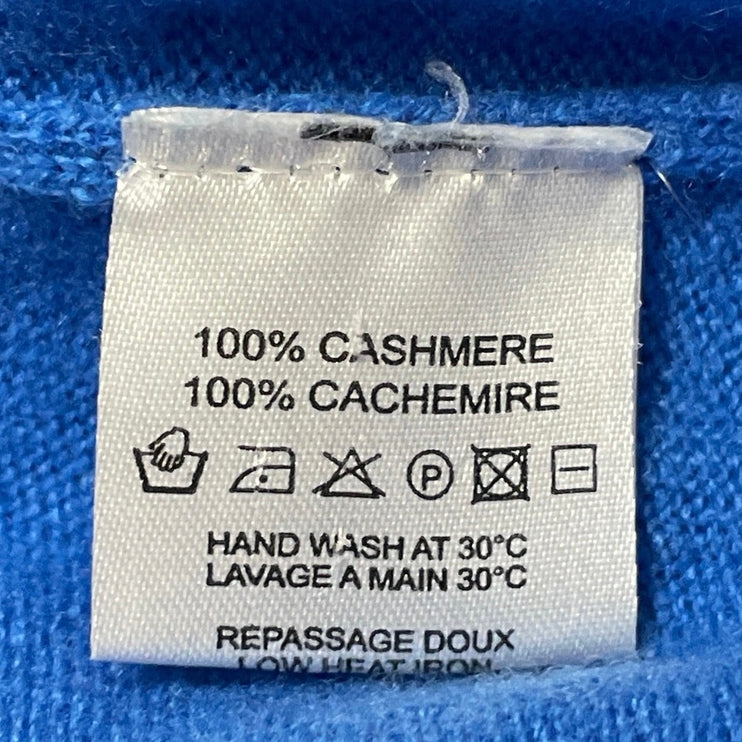 Altea Bonifacio 100% Cashmere Womens Blue Long Sleeves Knit V-neck Sweater Top L