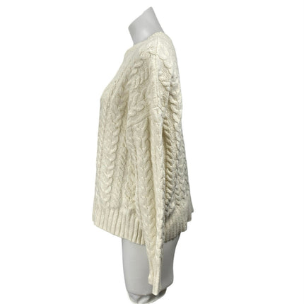 Joie Women's Cream Long Sleeve Cable Knit Crew Neck Pullover Sweater Top Size M