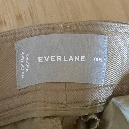 Everlane Khaki High Rise Pleated Baggy Palazzo Wide Leg Trousers Dress Pants 00S