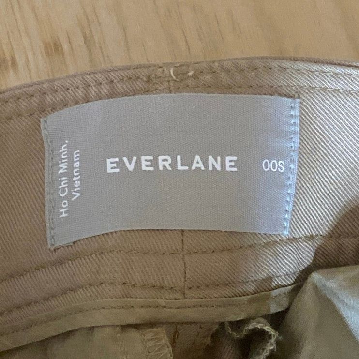 Everlane Khaki High Rise Pleated Baggy Palazzo Wide Leg Trousers Dress Pants 00S