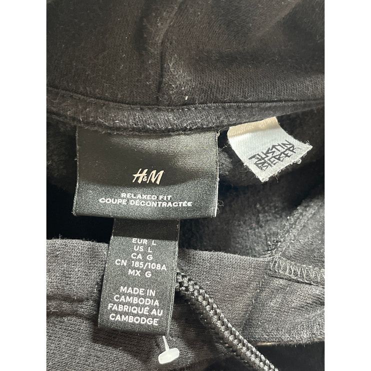 H&M x Justin Beiber Women's Black Hoodie Hooded Relaxed Sweatshirt Top Size L