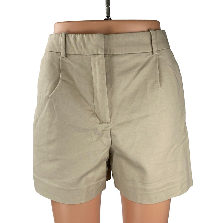 Zara Womens Beige Khaki High Waisted Utility Straight Mini Casual Shorts Size XS