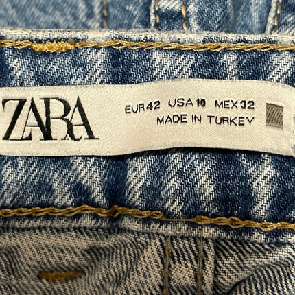 Zara Women's Blue High Waisted Y2k Wide Leg Baggy Palazzo Denim Jeans Size 10