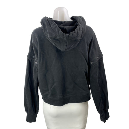 AllSaints Women's Black Spell Out Logo Zip Hoodie Hooded Sweatshirt Top Size S