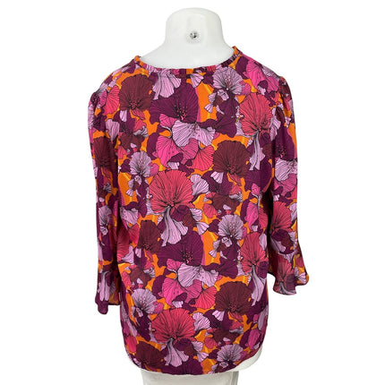 The Pioneer Woman Multicolor Long Bell Sleeves Floral Sheer Tunic Blouse Top XL