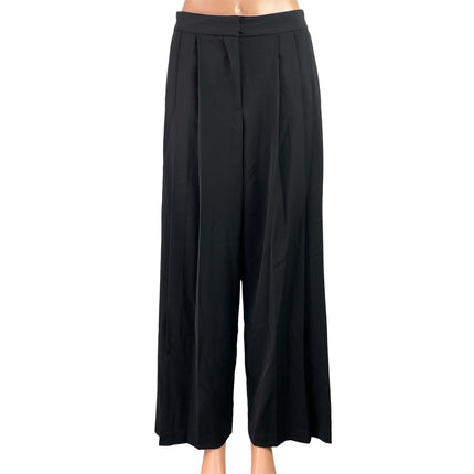 Zara Women's Black High Waisted Wide Leg Pleated Baggy Trousers Pants Size S