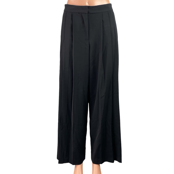 Zara Women's Black High Waisted Wide Leg Pleated Baggy Trousers Pants Size S