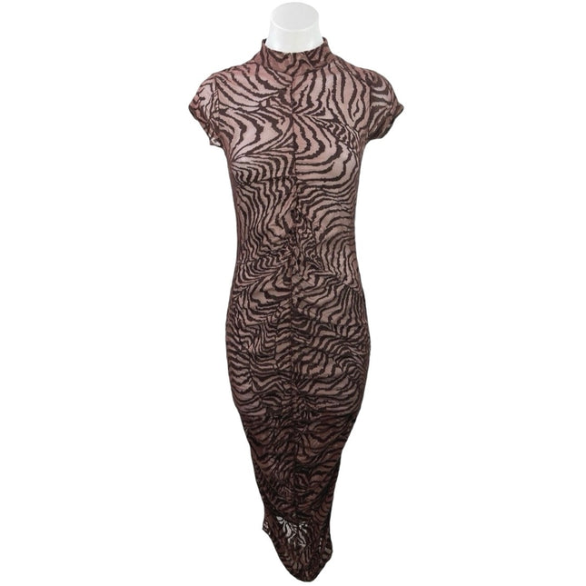 zebra print bodycon dress Long Sleeve Backless Thong Detail Mini Bodycon Dress In Zebra Print | EGO CA