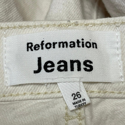 Reformation Cary White High Rise Slouchy Baggy Wide Leg Denim Jeans Size 26