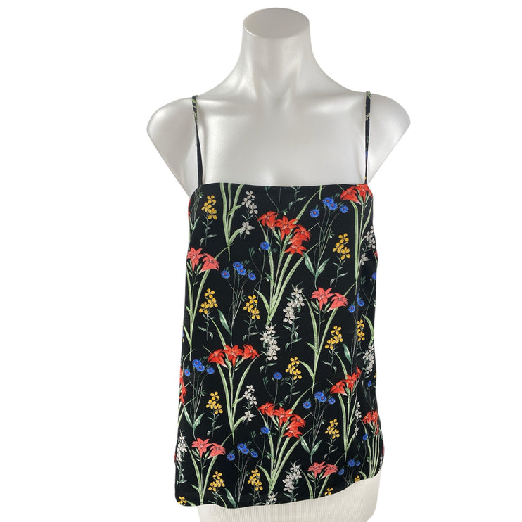 Oasis Women's Black Floral Sleeveless Square Neck Cami Camisole Tank Top Size 6