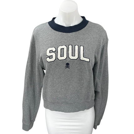 Soulcycle Women's Gray Fleece Long Sleeve Crewneck Sweatshirt Sweater Top Size M
