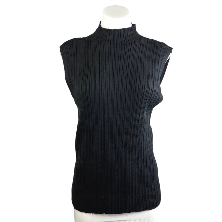 Abercrombie & Fitch Black Ribbed Sleeveless Mock Neck Sweater Vest Tank Top XL