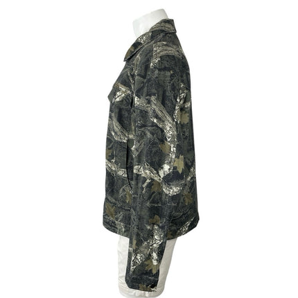 Forever 21 Men's Green Camo Zip Up Pocket Utility Shacket Shirt Jacket Size L