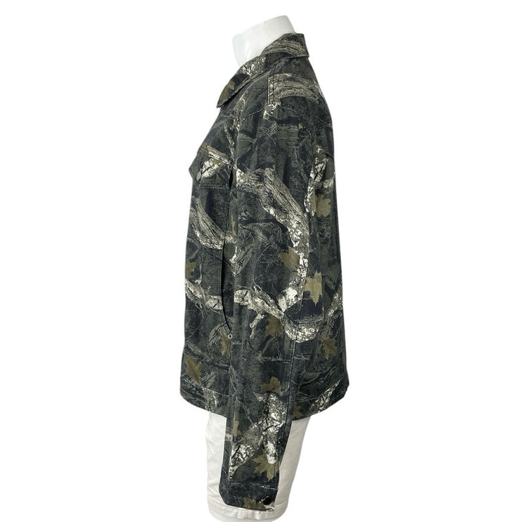 Forever 21 Men's Green Camo Zip Up Pocket Utility Shacket Shirt Jacket Size L
