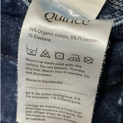 Quince Women's Blue High Waisted Wide Leg Baggy Cropped Denim Jeans Size 27