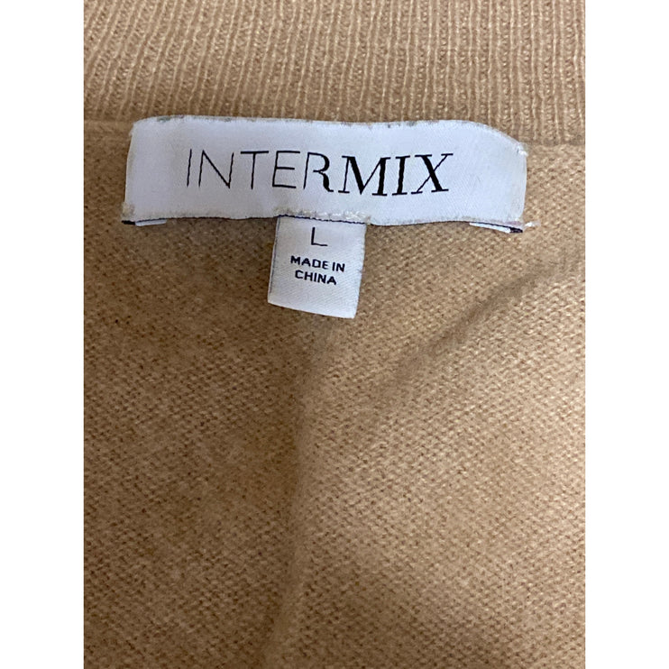 Intermix Elroy 100% Cashmere Women's Beige V Neck Long Sleeve Crop Sweater Top L