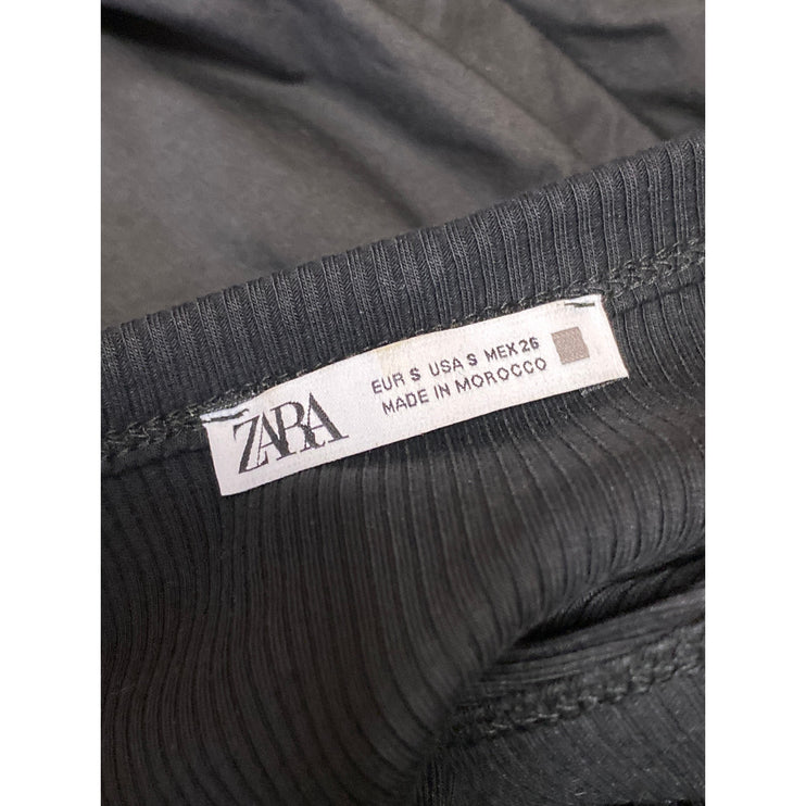 Zara Black Sleeveless Ribbed Knit Tank Fit & Flare A Line Midi Dress Size S