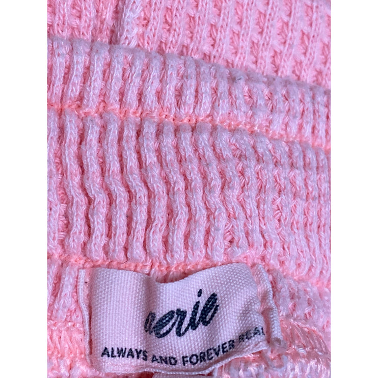 Aerie Women's Pink Waffle Knit Drawstring High Rise Lounge Mini Shorts Size M