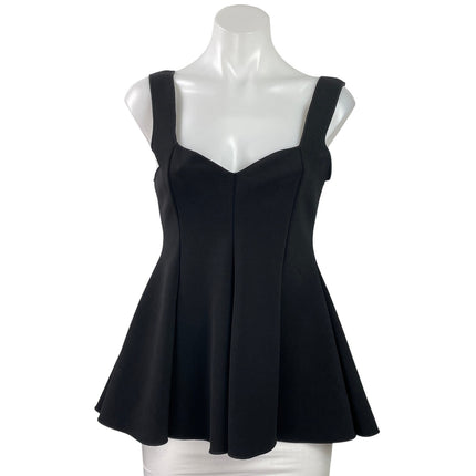 Zara Womens Black Knit Sleeveless Sweetheart Neck Peplum Tank Blouse Top Size L