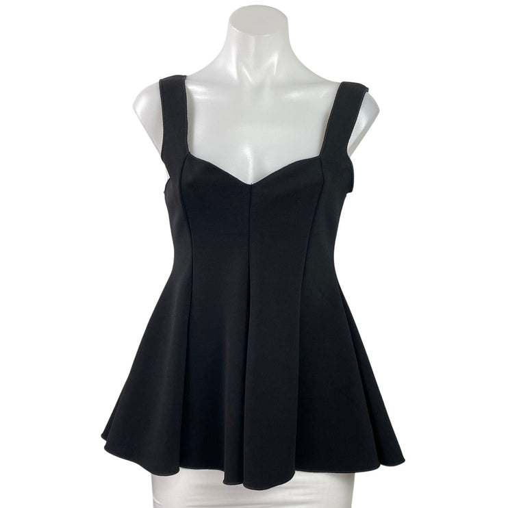 Zara Womens Black Knit Sleeveless Sweetheart Neck Peplum Tank Blouse Top Size L