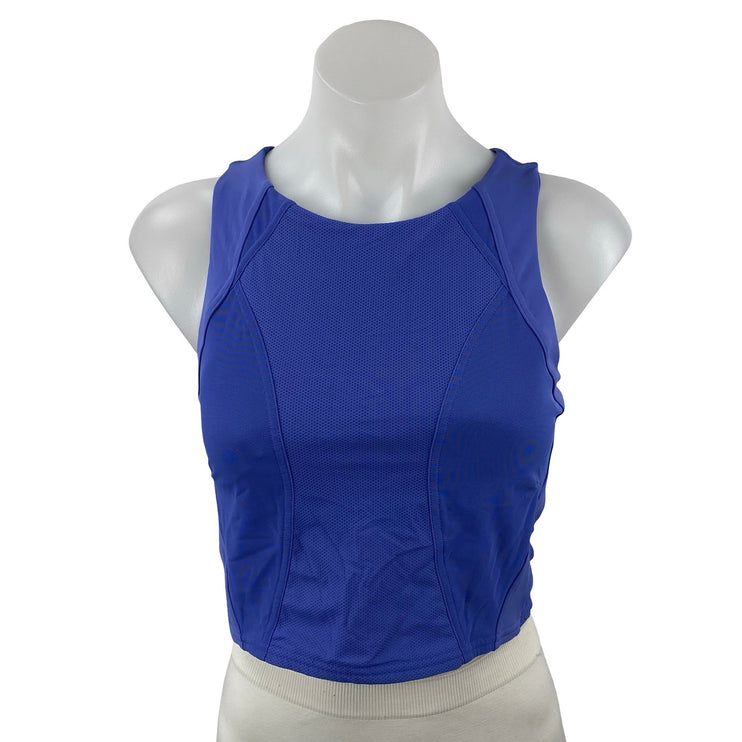 Lululemon Mesh Panelled Training Shelf Blue Yoga Athletic Tank Crop Top Size 8
