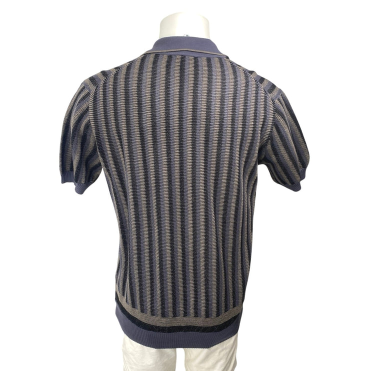 Christian Kimber Men's Brown Wool Wool Short Sleeve Button Down Polo Sweater XL