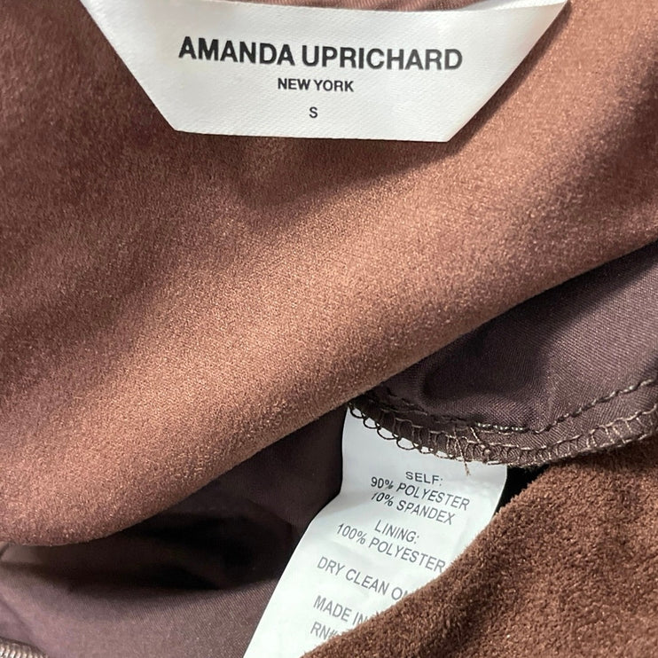 Amanda Uprichard Freya Women's Brown Faux Suede Tie Two Piece Skirt Set Size S