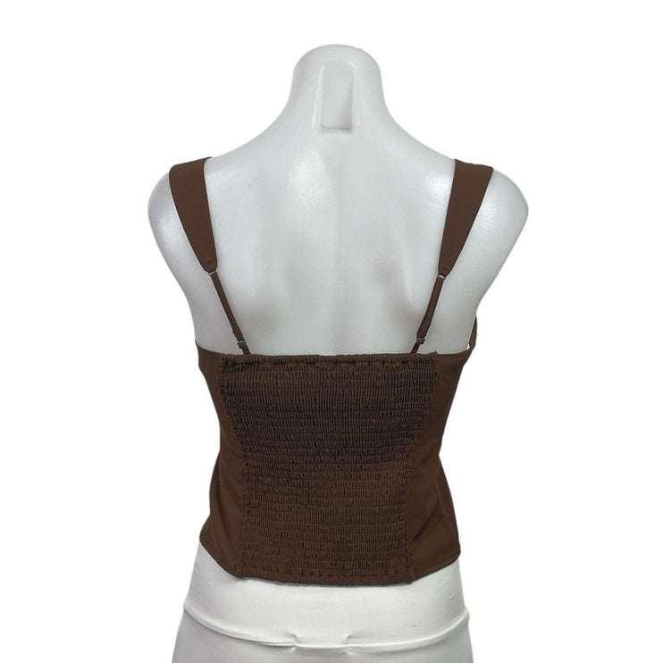 Abercrombie & Fitch Brown Sleeveless Sweetheart Smocked Cami Tank Top Size S