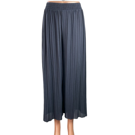 Drama Queen Women's Gray Pleated Elastic Waist Palazzo Wide Leg Trouser Pants XS