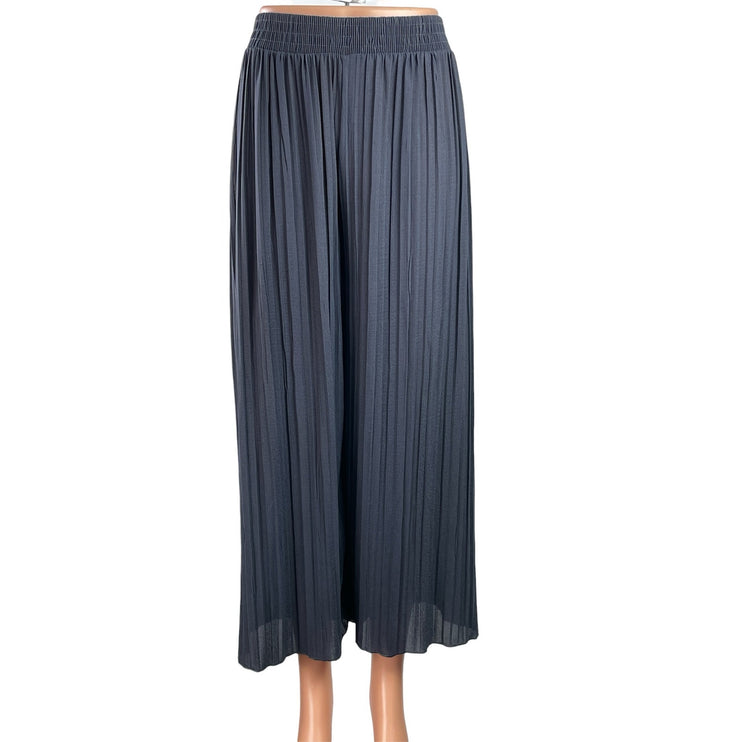 Drama Queen Women's Gray Pleated Elastic Waist Palazzo Wide Leg Trouser Pants XS