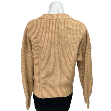 Madewell Womens Brown Tan Wool Knit Long Sleeve Crew Neck Sweater Top Size XL