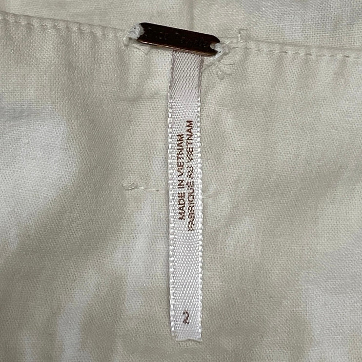 Free People Women's White High Rise Button Pleated Wide Leg Trousers Pants Sz 2