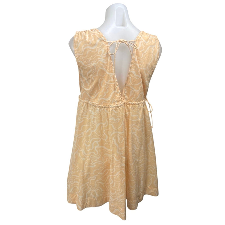 Abercrombie & Fitch Yellow Wave Print Sleeveless V Neck A Line Mini Dress Size S