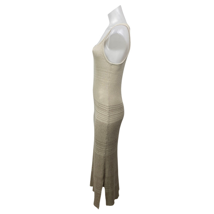 Splendid Xena Lurex Cream Women's Sleeveless Ribbed Knit Midi Sweater Dress Sz S