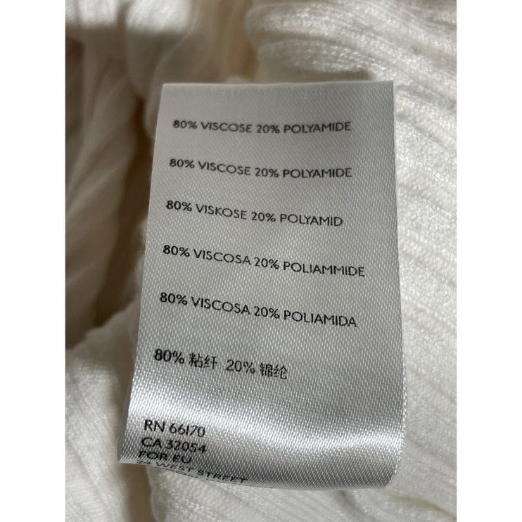 Urban Outfitters White Ribbed Knit Long Sleeve Button Down Sweater Crop Top Sz L