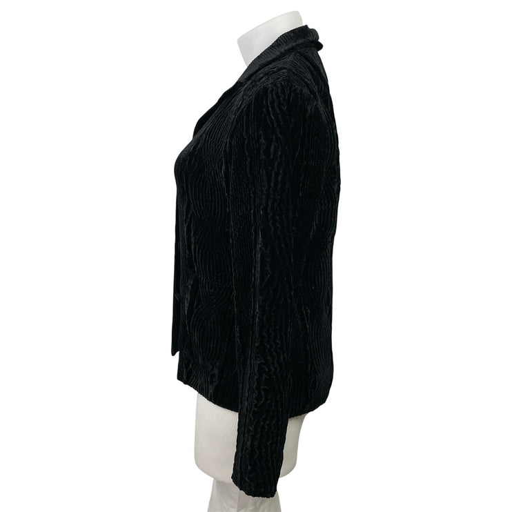 Sara Teabella Women's Black Velvet Velour Long Sleeve Button Down Shirt Top XL