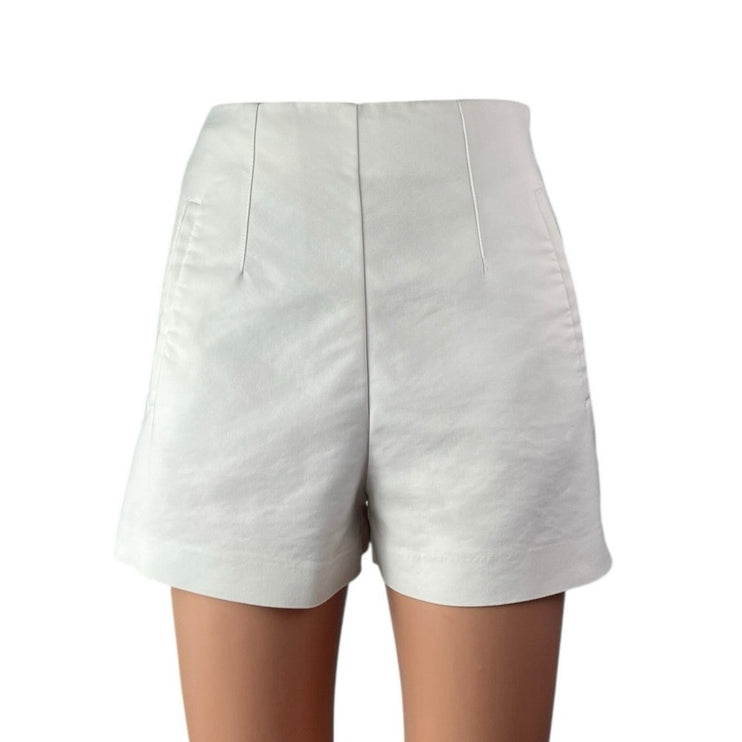 Zara Women's White High Waisted Side Zipper Wide Leg Casual Mini Shorts Size XS