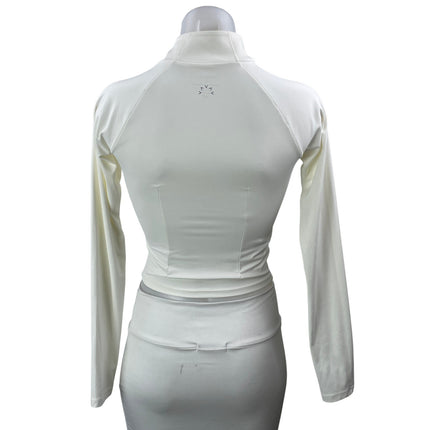 Varley Women's White Mock Neck Long Sleeve 1/2 Zip Athletic Crop Top Size S