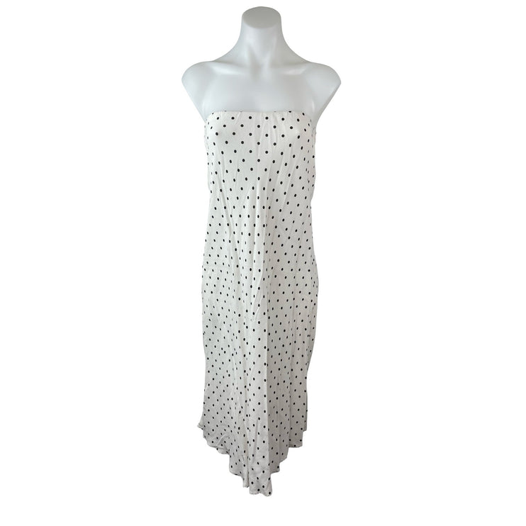 MNG Mango White Black Polka Dots Strapless Tube Bandeau Slip Midi Dress Size S